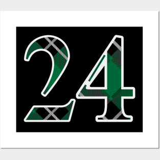 24 Sports Jersey Number Green Black Flannel Posters and Art